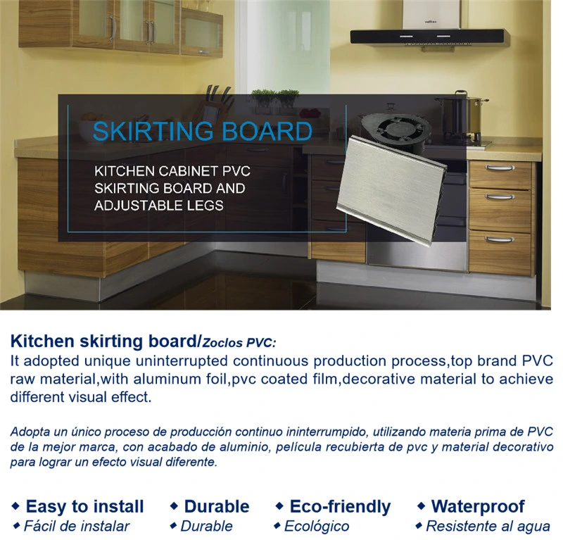 Kitchen Cabinet Aluminum Skirting Board Waterproof Baseboard